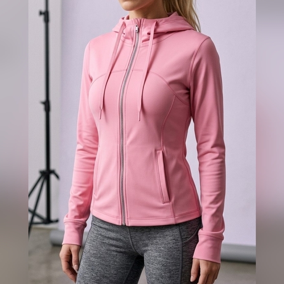 Love Tree Tops - Love Tree | Hooded "Define" Style Full-Zip Athletic Jacket in Rose Pink | Size M